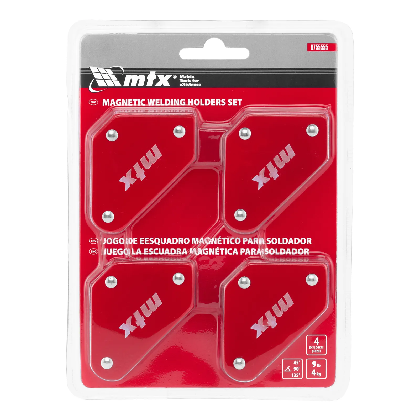 JOGO DE ESQUADRO MAGNETICO PARA SOLDADOR, 9 LIBRAS, 4KGF, 4PCS // MTX