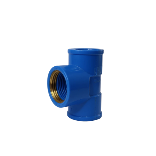 TEE AZUL PVC C/ BUCHA LATÃO