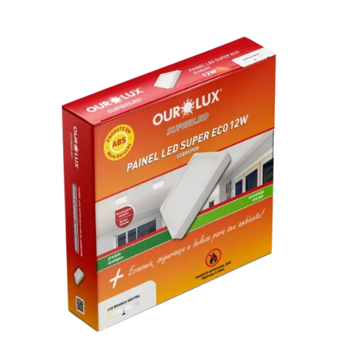 PAINEL DE LED Sobrepor SUPER ECO 12W 6500K(Luz Branca Fria) BIV Quadrado 