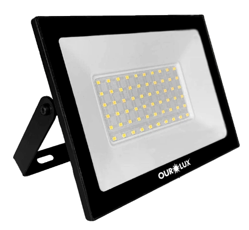 Refletor Superled Projetor Slim 50W Preto 6500K(Luz Branca Fria)