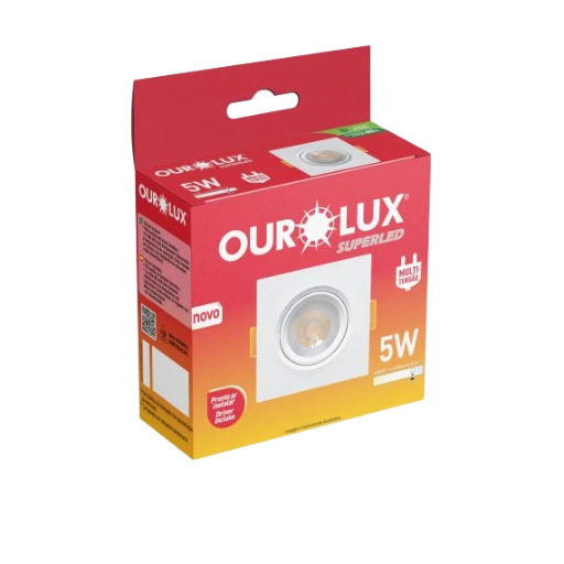Luminária SPOT LED 5W Embutir 6400K(Luz Branca Fria)  Quadrada