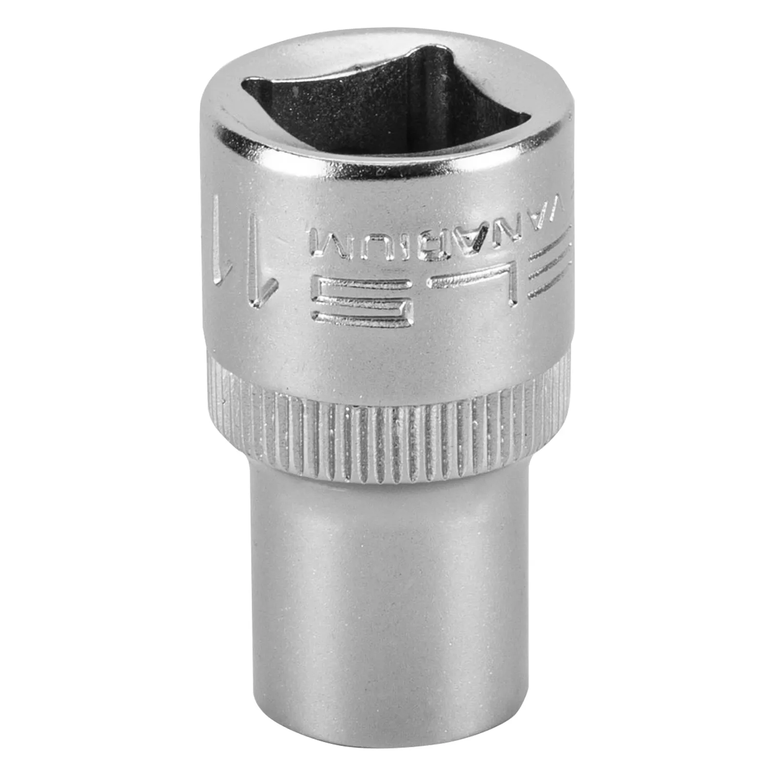 SOQUETE ESTRIADO ENCAIXE 1/2POL., CROMO VANADIO, COM CLIPS PLASTICO, 11MM, 1PC // STELS