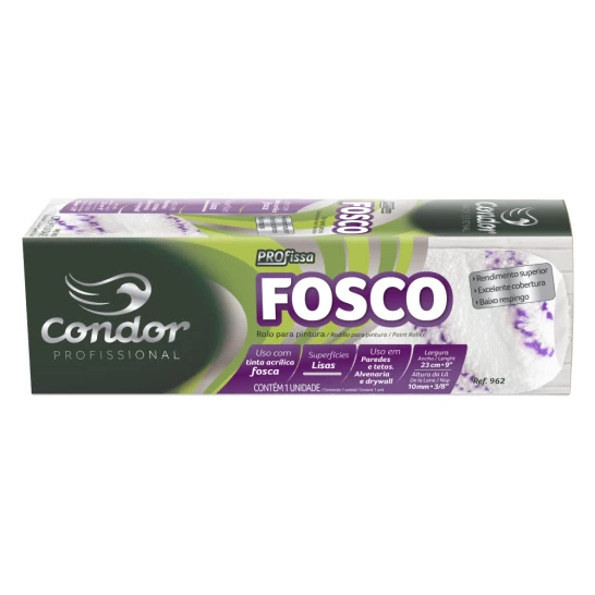 Rolo Fosco - Tinta acrílica fosca - Superfícies lisas