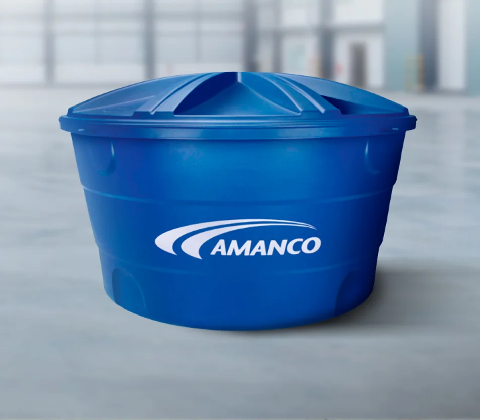 Caixa de Água 500l Polietileno Tampa Encaixe Azul Amanco