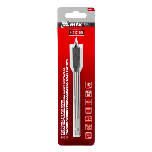 BROCA CHATA PARA MADEIRA, 12MM, 150MM, 1PC // MTX
