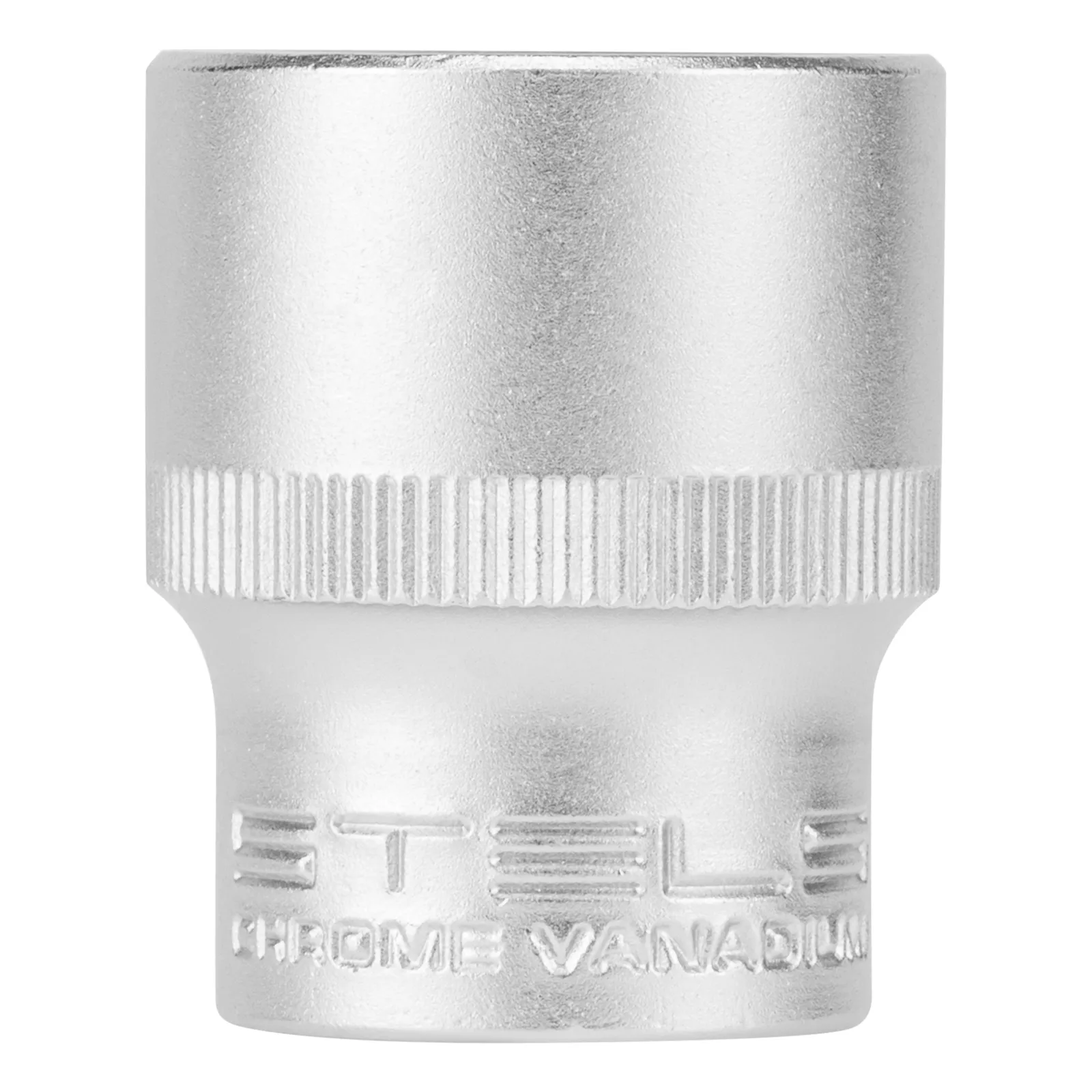 SOQUETE ESTRIADO ENCAIXE 1/2POL., CROMO VANADIO, COM CLIPS PLASTICO, 23MM, 1PC // STELS
