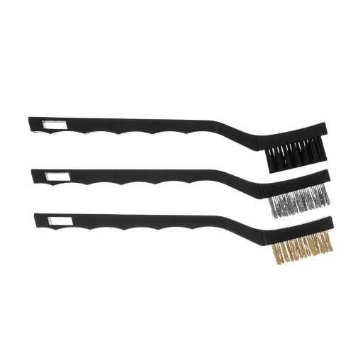 JOGO DE ESCOVA DE ACO PEQUENA, COM CABO PLASTICO, 3PCS // MTX