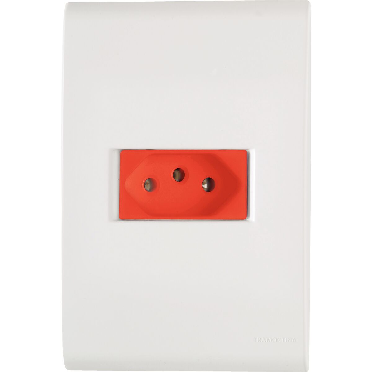 Conjunto 4x2 com 1 Tomada 2P+T Tramontina Liz 20 A 250 V Branco e Vermelho