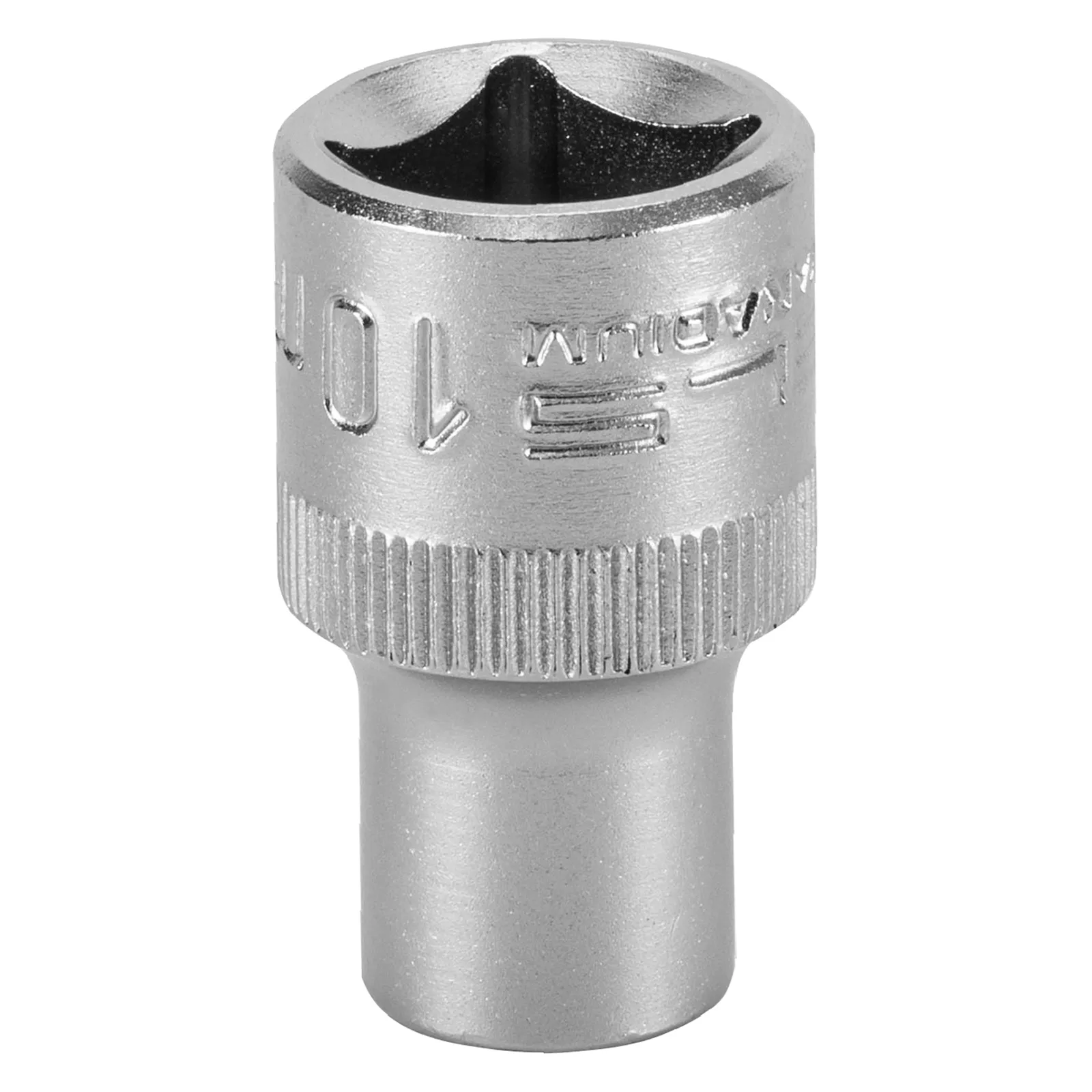 SOQUETE ESTRIADO ENCAIXE 1/2POL., CROMO VANADIO, COM CLIPS PLASTICO, 10MM, 1PC // STELS