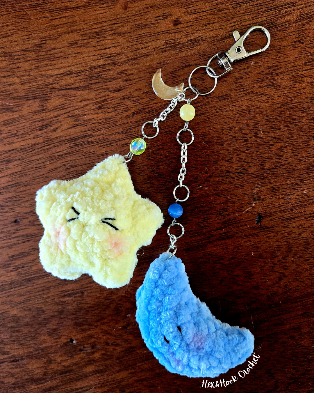 🌙⭐ Star & Moon Plush Keychain – A Velvet Charm from the Skylands