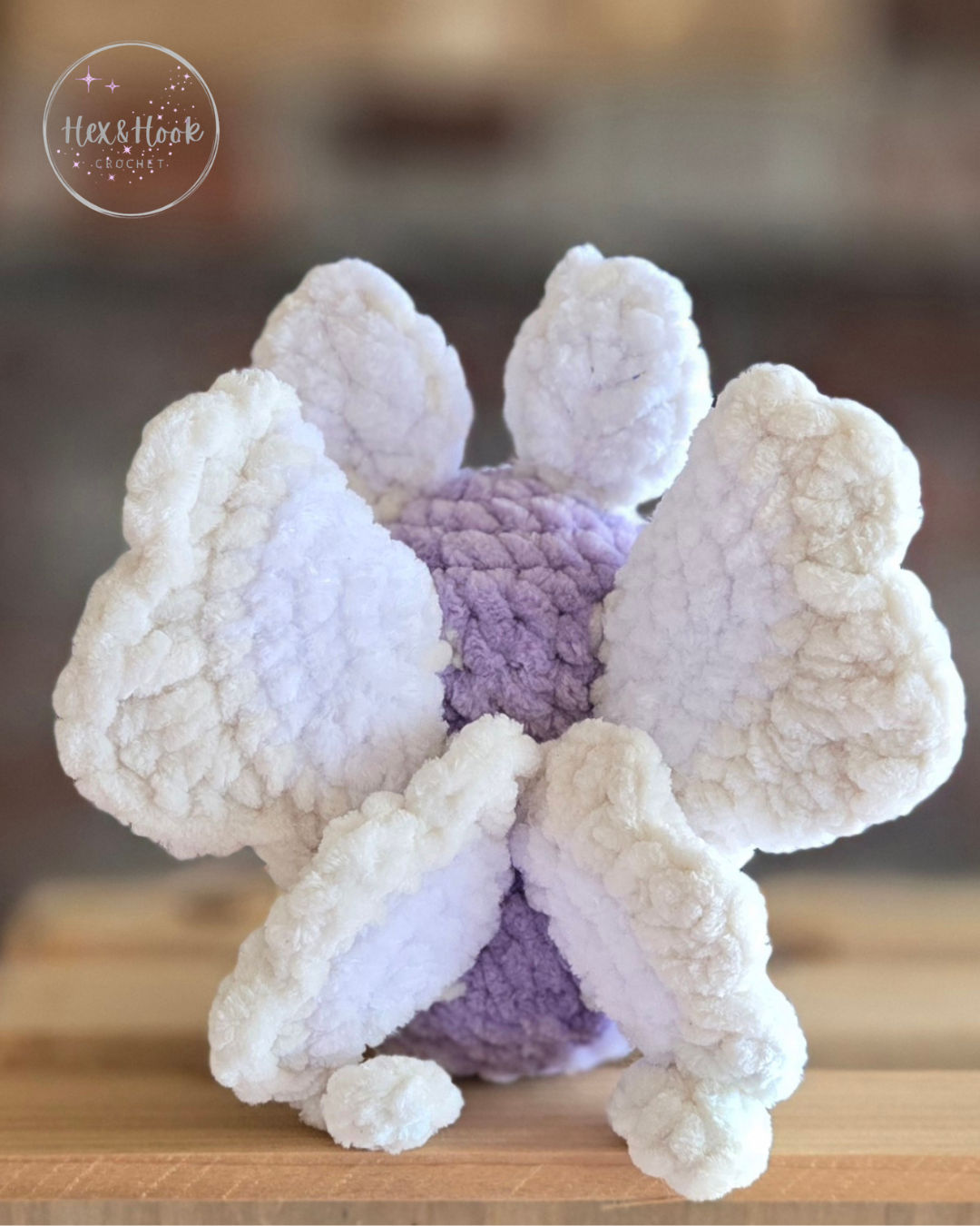 Handmade Crochet Moth Plush – Lilac Velvet Moth Stuffed Animal, Kawaii Fantasy Plush Toy
