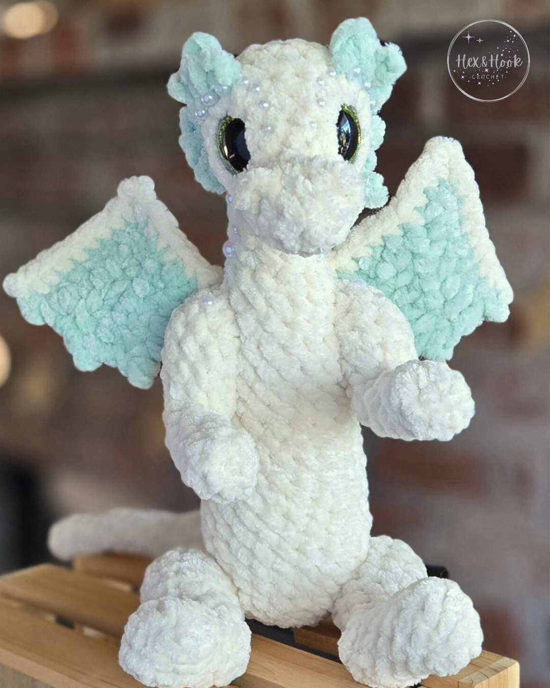 Handmade Crochet Dragon Plush – Fantasy Chenille Dragon Stuffed Animal
