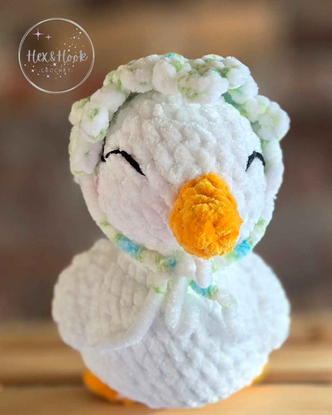 Handmade Crochet Duck Plush – Cute Chenille Duck Stuffed Animal, Soft Kawaii Farm Animal Toy