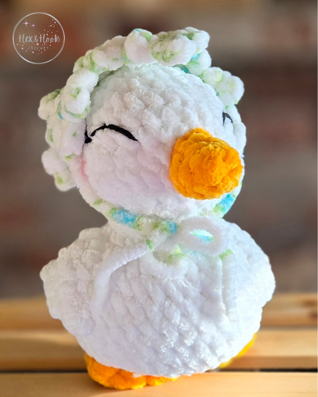 Handmade Crochet Duck Plush – Cute Chenille Duck Stuffed Animal, Soft Kawaii Farm Animal Toy