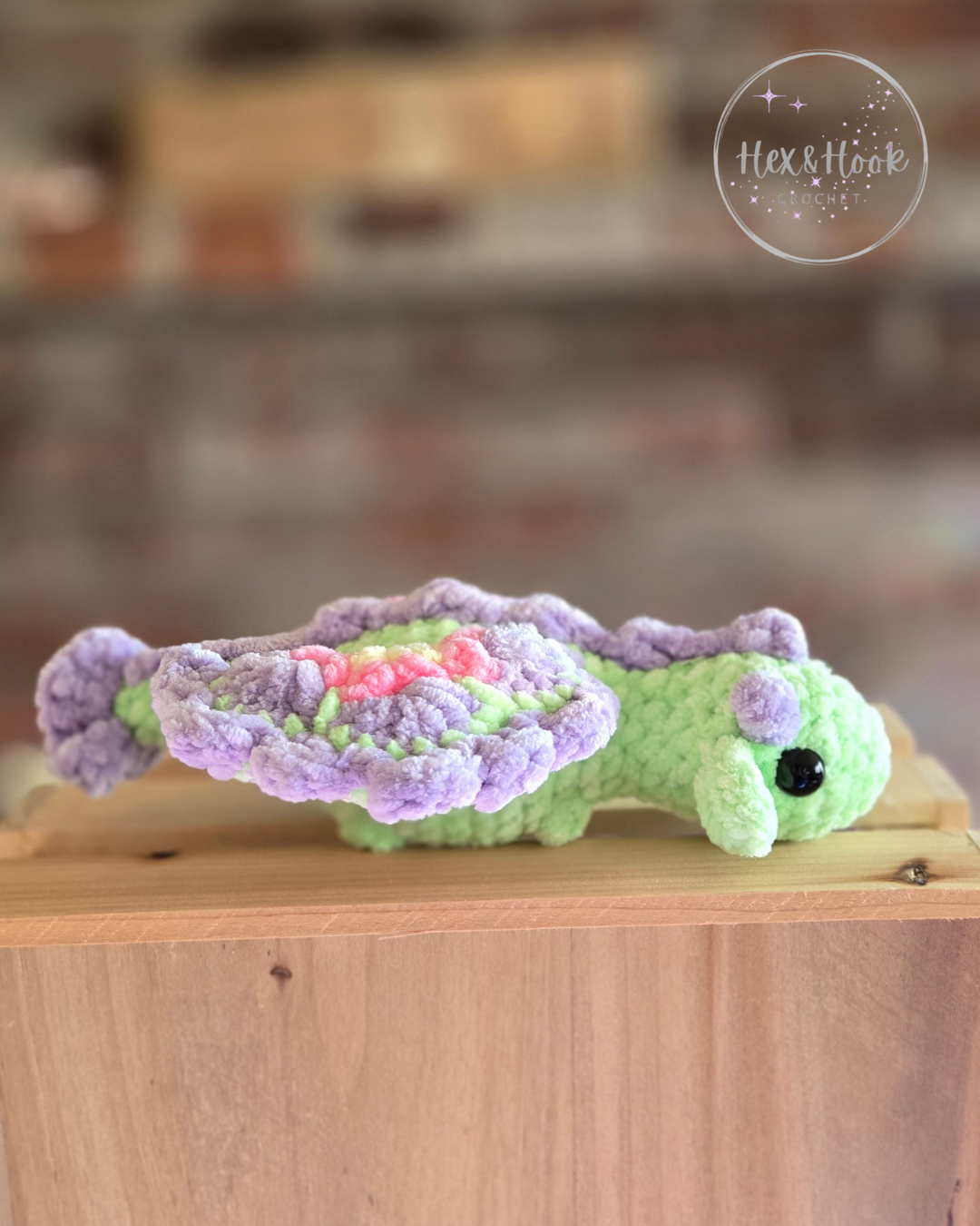 Handmade Crochet African Flower Dragon – Colorful Chenille Dragon Plush, Fantasy Stuffed Animal