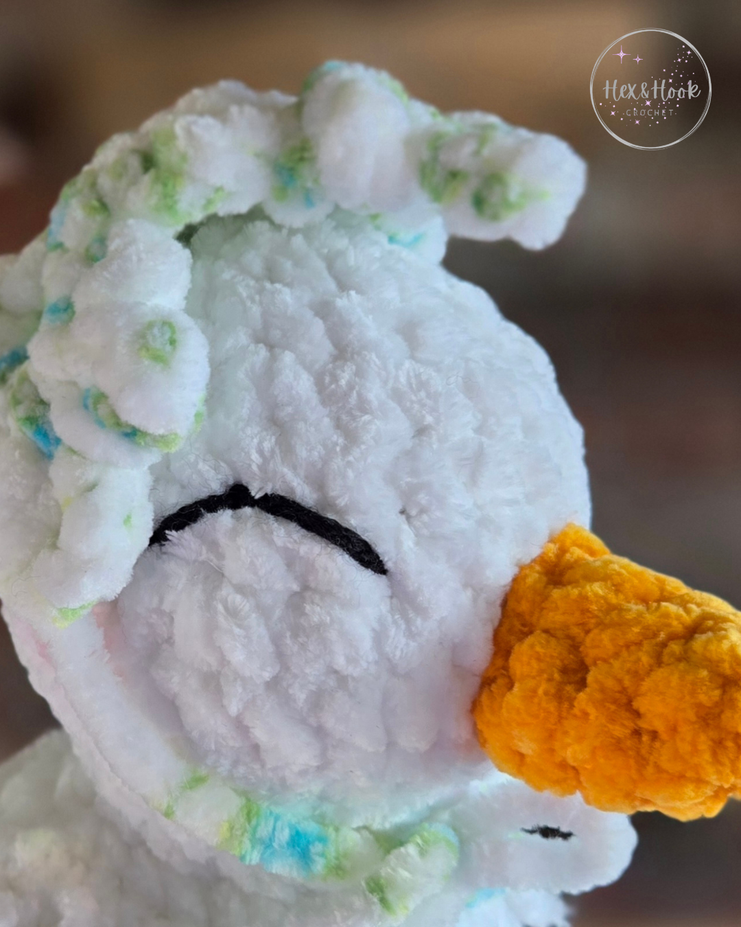 Handmade Crochet Duck Plush – Cute Chenille Duck Stuffed Animal, Soft Kawaii Farm Animal Toy
