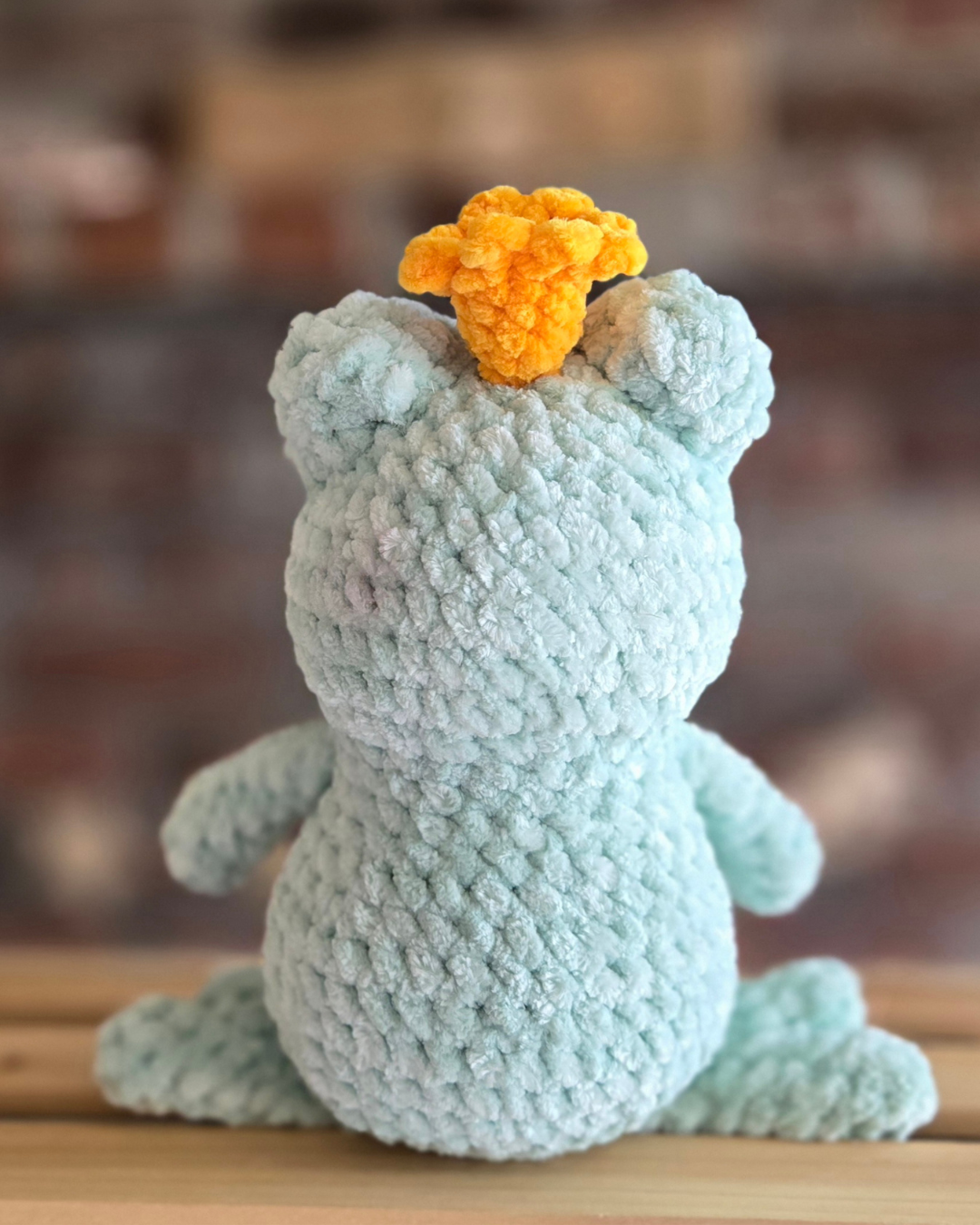 Handmade Crochet Frog Prince Plush – Cute Chenille Frog Stuffed Animal, Fantasy Kawaii Frog Toy