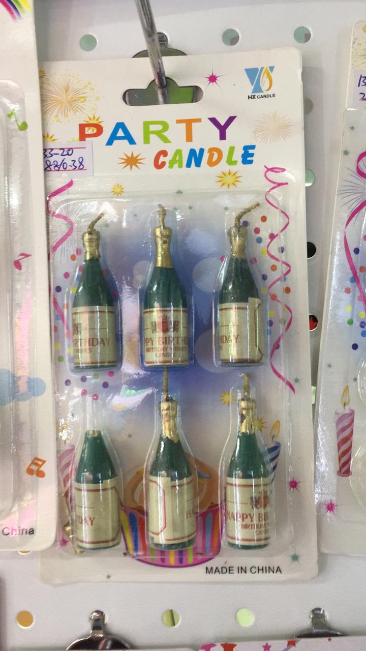 Velas de fiesta en forma de botella