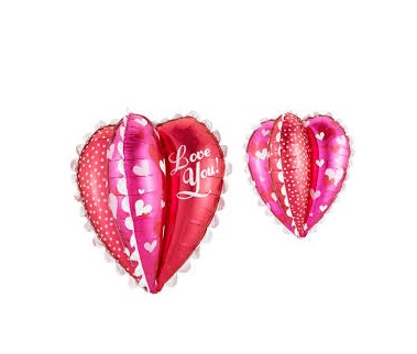 Globo de corazón 'Love You' de 4 caras (4D) por docena