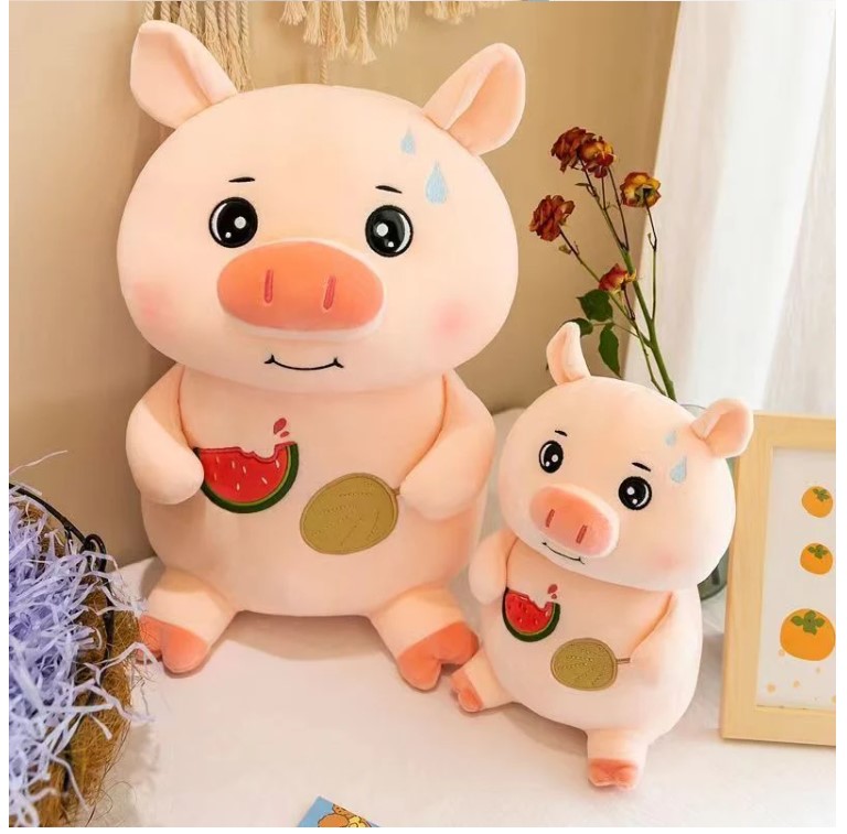 Peluche cerdito con sandía de 25 cms