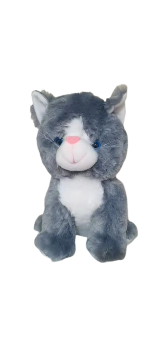Peluche de gato gris, cafe y blanco 50 cms - SIN RELLENO -