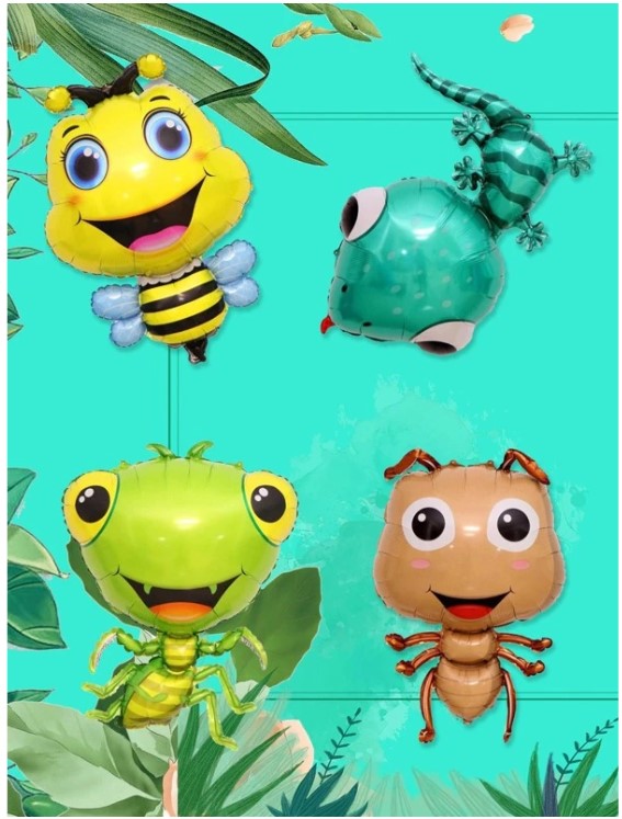 Docena de globos con insectos metalicos Grandes