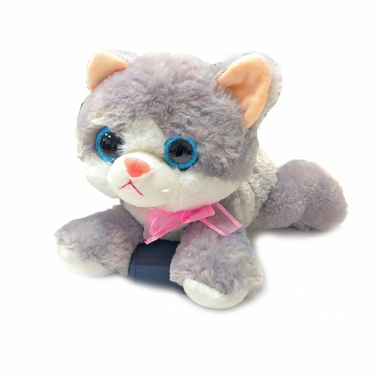 Gato de peluche de 20 cms modelo realista pelaje angora Ojo grande