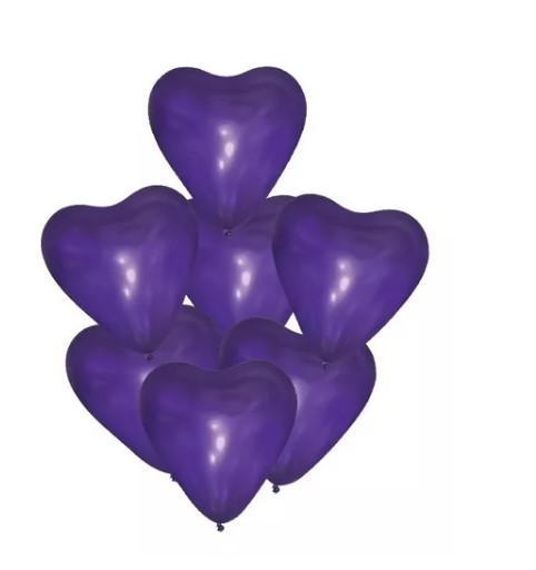 Globos morados en forma de corazón