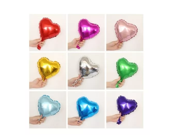 50 unidades de Globos metálicos en forma de corazón de 10 cms o 5 pulgada (inch)