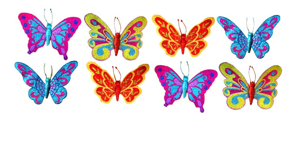 Set 6 Mariposas decorativas de 10 cms con brillo