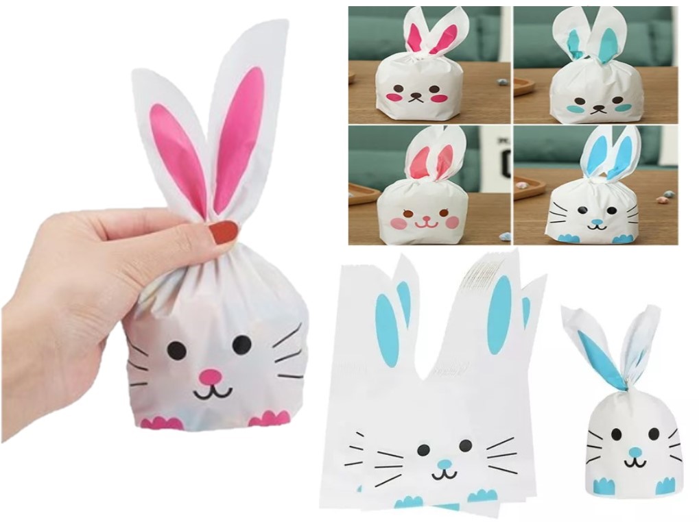 50 Bolsas de regalo con diseño de conejo 10x17 cms (tamaño s)