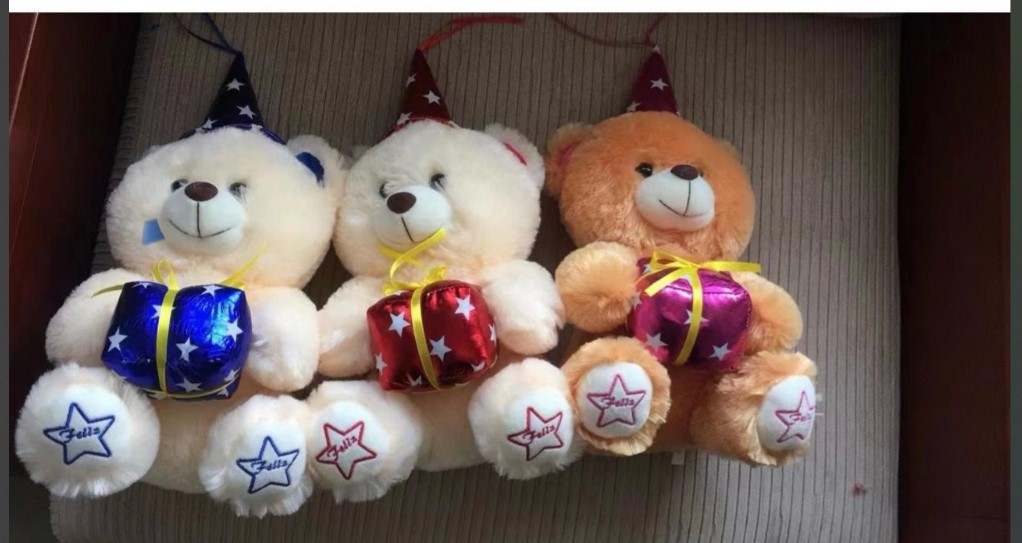 Osos de peluche con gorro de fiesta de cumpleaños 40 cms