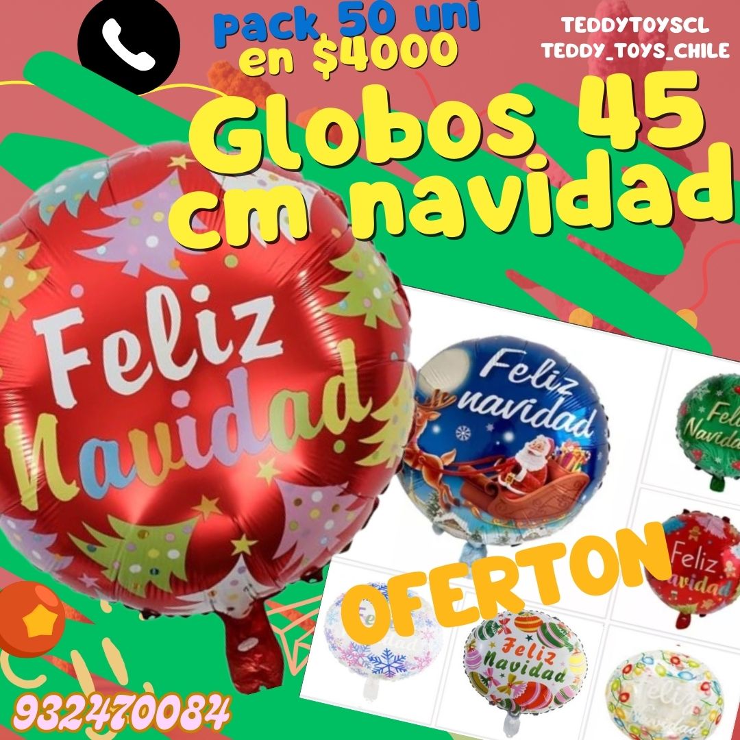 Globo navideño de 45 cm 6 colores Pack de 50 unidades