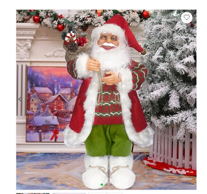 Muñeco de Santa Claus decorativo Viejito Pascuero Sweater Lana Verde y Rojo