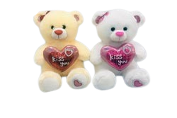 Osos de peluche con corazón kiss you 40 cms