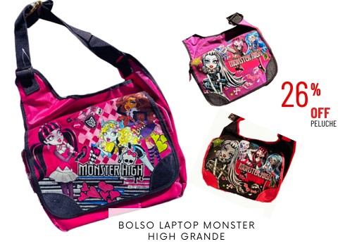 Bolso para laptop Monster High grande 35 x 30 x 7 cms