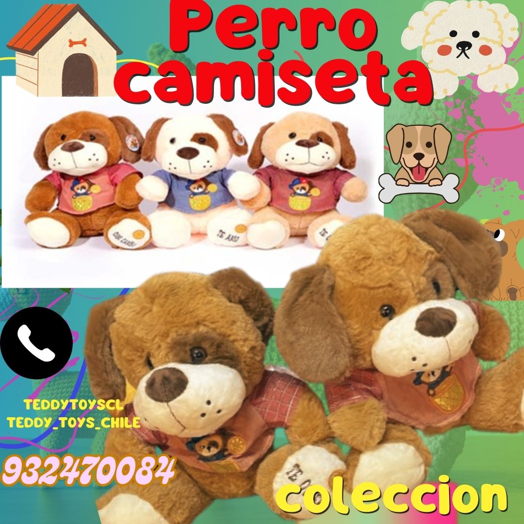Peluche de perro 30 cms con camiseta