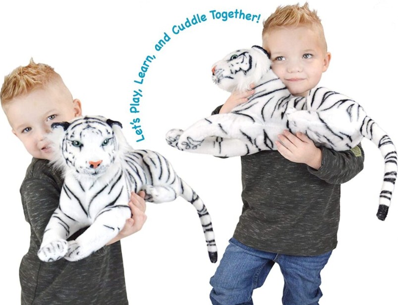 Tigres de peluche cafe y blanco 60 cm - SIN RELLENO -