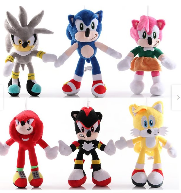 6 unidades de Peluches de personajes de Sonic llavero 20 cms