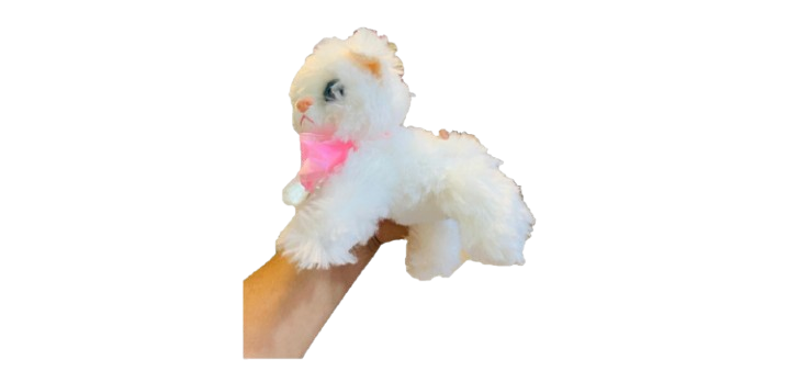 Gato de peluche de 20 cms modelo realista pelaje angora Ojo grande