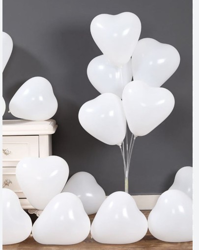 Bolsas de 8 unidades de Globos blancos, rosados o morados en forma de corazón R10
