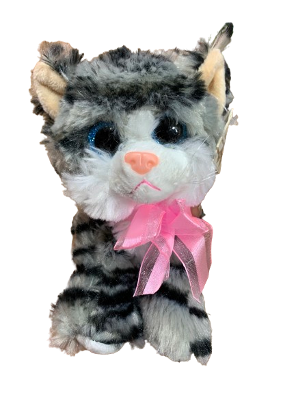 Gato de peluche de 20 cms modelo realista pelaje angora Ojo grande