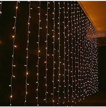 Luces de cortina cascada LED 280 luces 2,3 x 1,5 mts luz calida