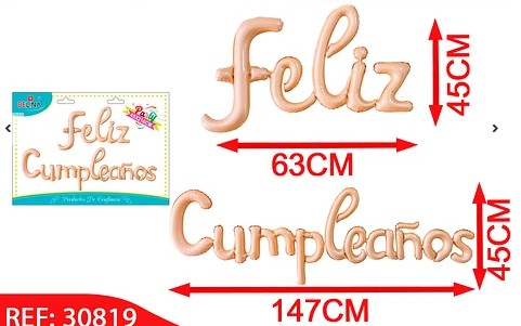 Globos letras 'Feliz Cumpleaños' Manuscrita