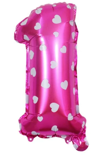 Globos de  números 0 al 9 tono rosa estampado 40 cms