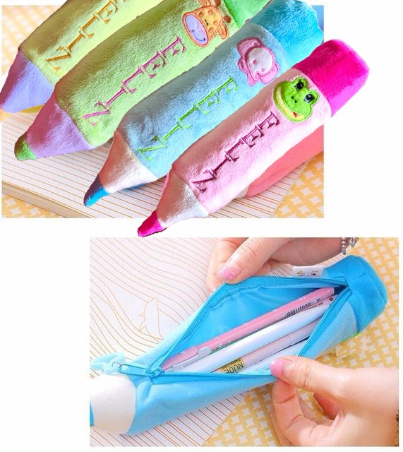 Estuches infantiles con diseño de lapices y animales