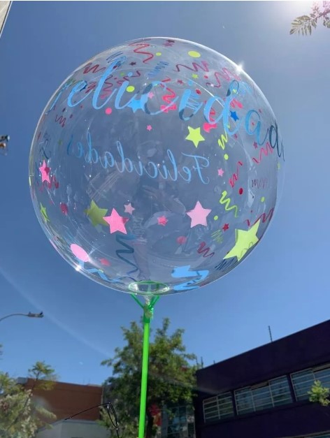 50 unidades de Globo transparente burbuja 20 pulgada estampado de letras felicidades