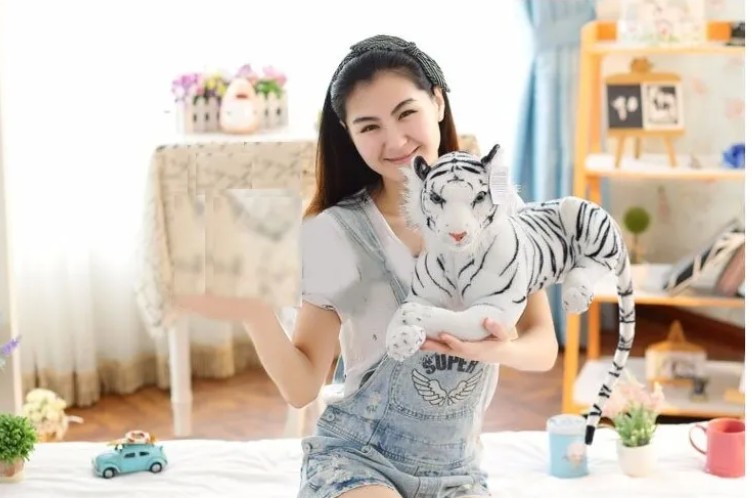 Tigres de peluche cafe y blanco 60 cm - SIN RELLENO -