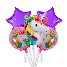 Set de globos de unicornio de 5 unidades metalicos