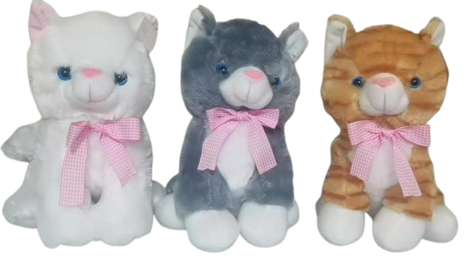 Peluche de gato gris, cafe y blanco 50 cms - SIN RELLENO -